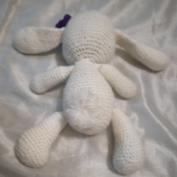 Two handmade crochet-doll and whte poddle w/purple flwr blk outfit pnk complxion - Picture 7 of 8